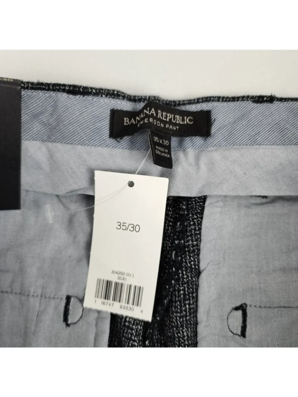 Banana Republic Jean Men 35x30 Charcoal Gray Black Emerson Pant Straight Leg NWT